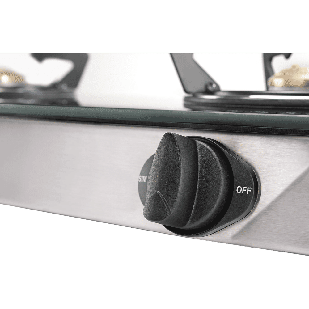 Buy USHA Ebony Neo GS3003 Toughened Glass Top 3 Burner Manual Gas Stove